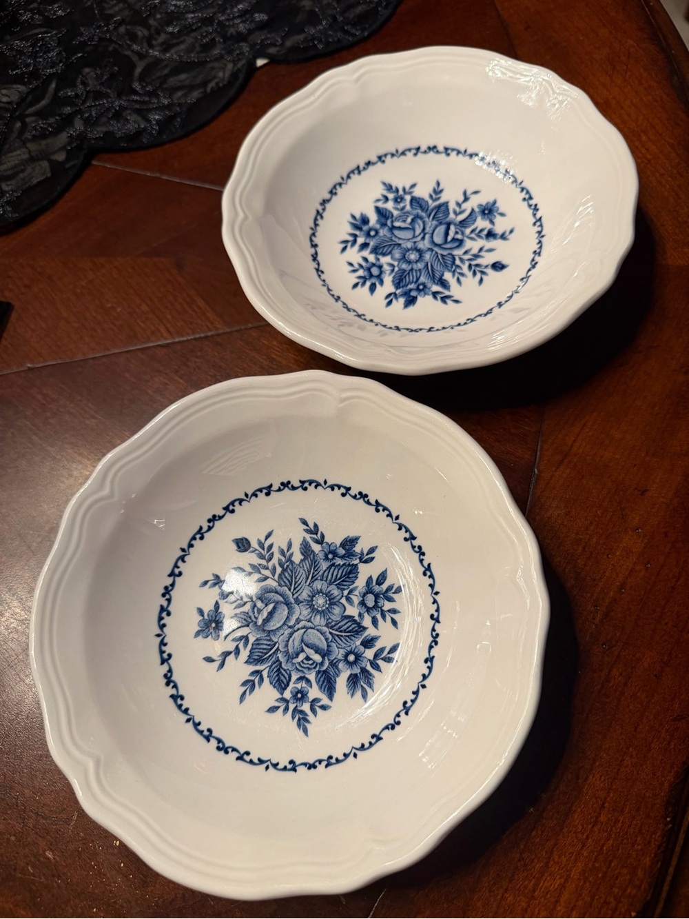 Mayhill Federalist Ironstone Blue Floral Bowls Made in Japan Vintage